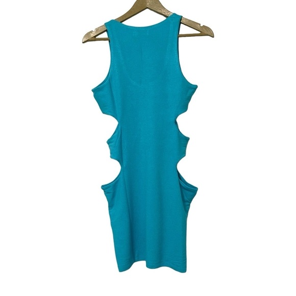 Edikted Turquoise Wilma Cutout Bodycon Mini Dress Size Large - Picture 3 of 7